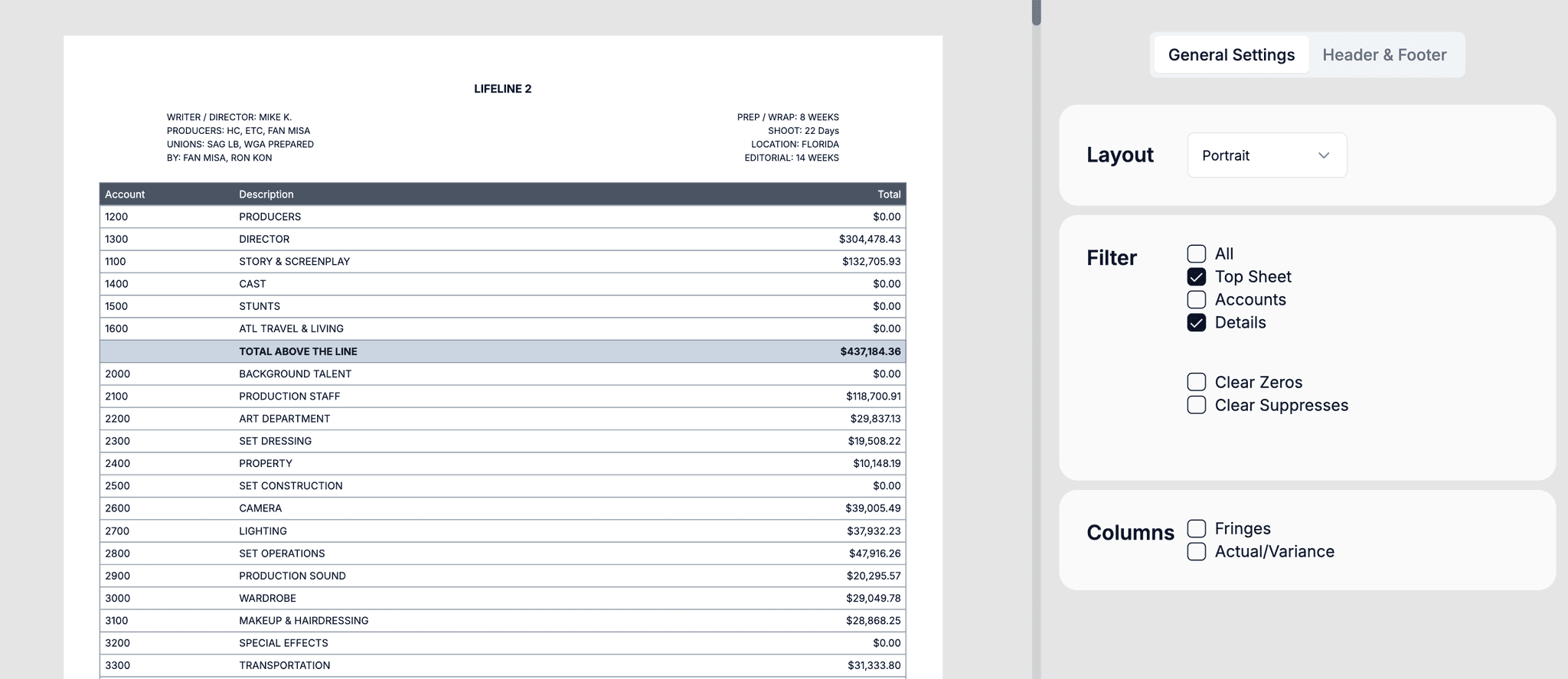 budget report preview