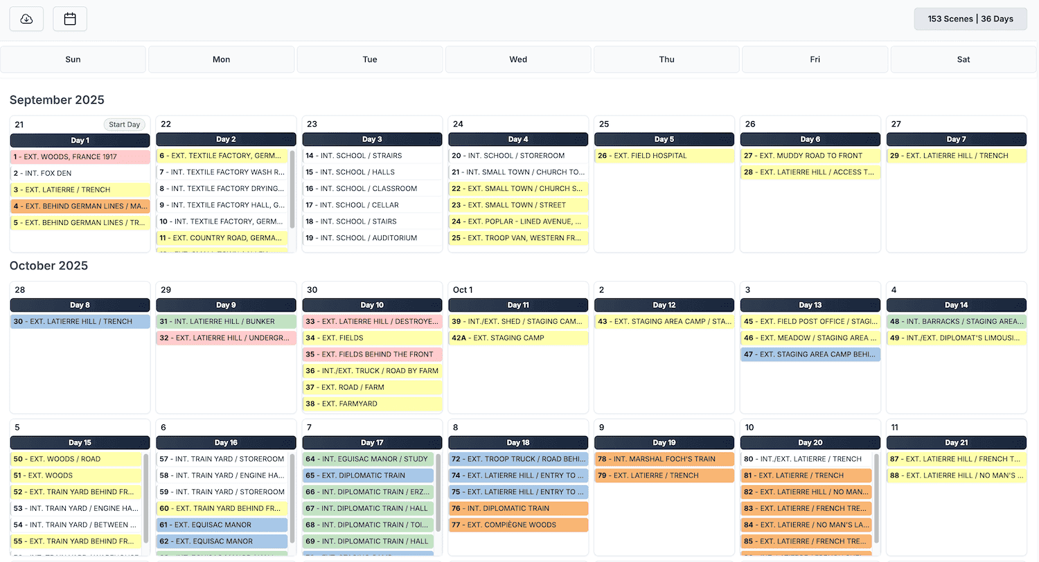 Stripboard calendar view example