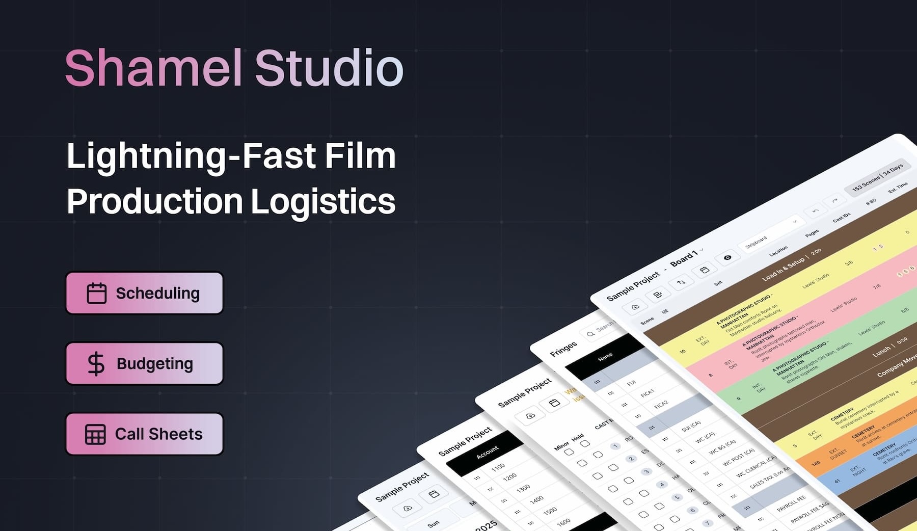 Film Production Scheduling & Film Budgeting Software | Shamel Studio