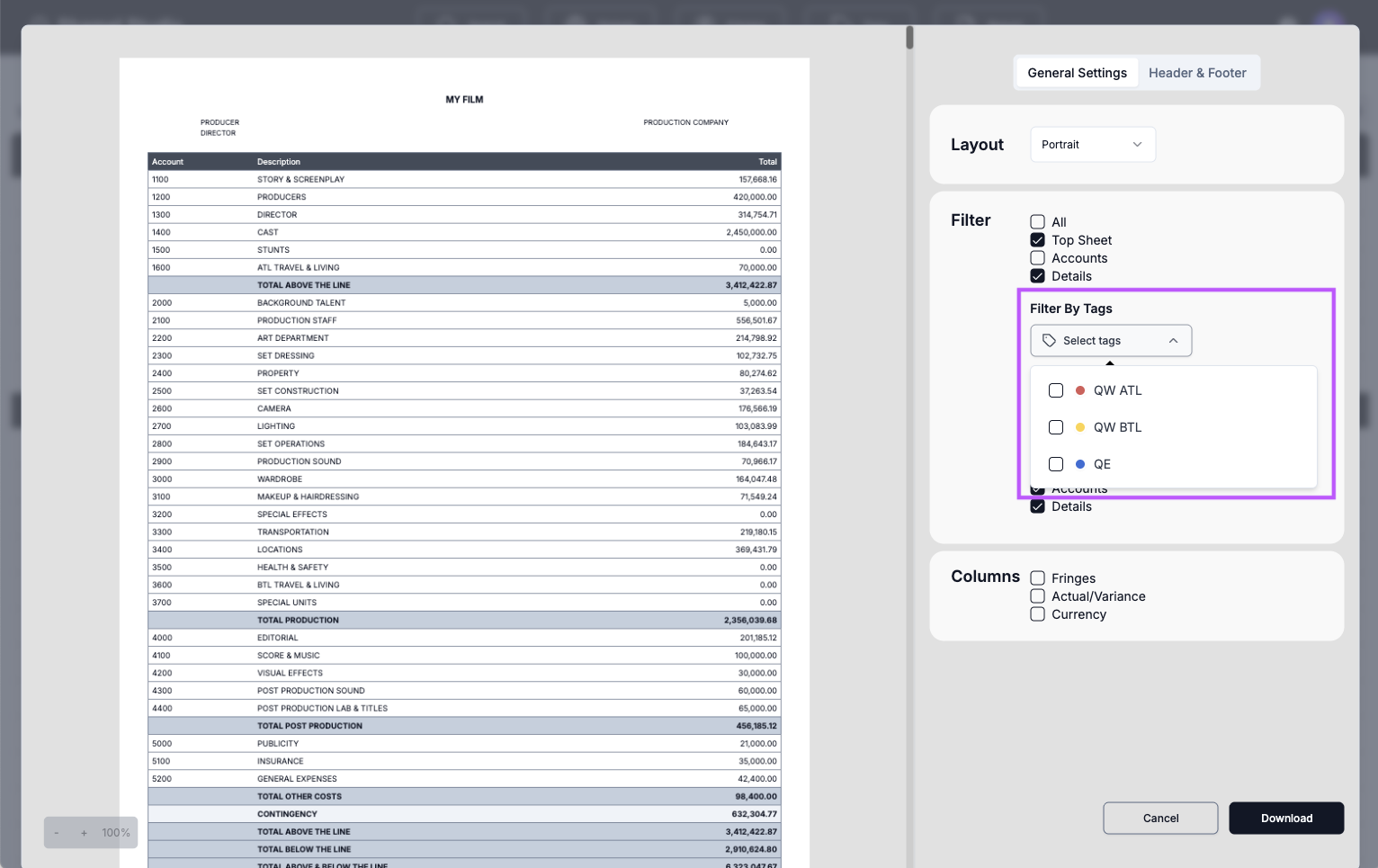 Tag Report Filters demo